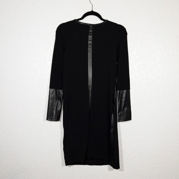 Harrison Hollis Black‎ Faux Leather Insert Mini Dress Size Small - Picture 6 of 6